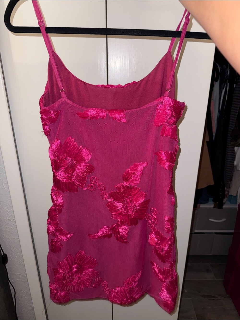 White Fox Boutique Fuchsia Pink Lace Mini Dress - Picture 4 of 5